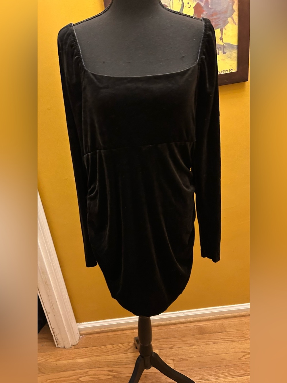 Wild Fable Black Velvet Side Ruched Mini Dress Size XXL